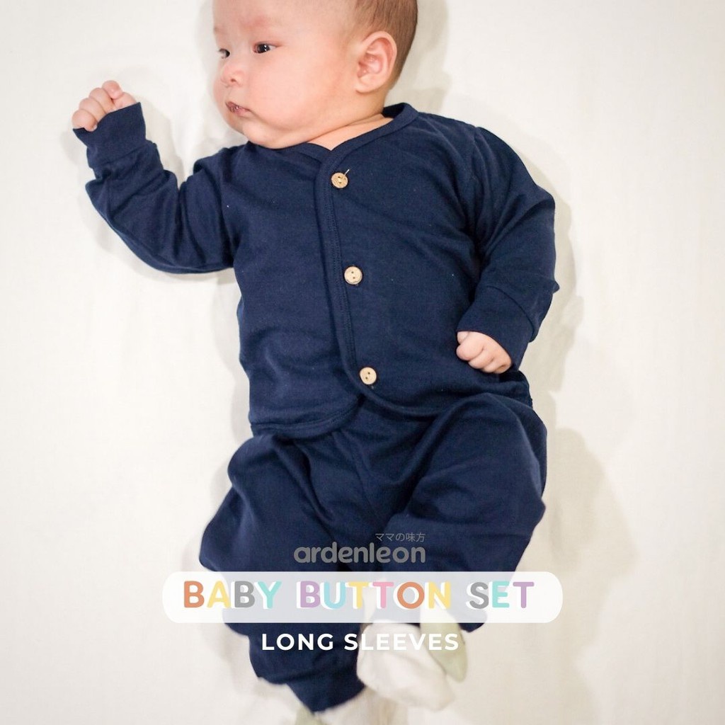 ARDENLEON BABY BUTTON SET LONG SLEEVE (BAJU TIDUR BAYI PANJANG SETELAN)