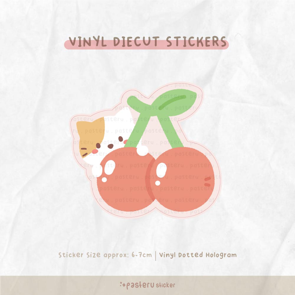 

Cherry Hologram Vinyl Diecut | Laptop Journal Pasteru Sticker