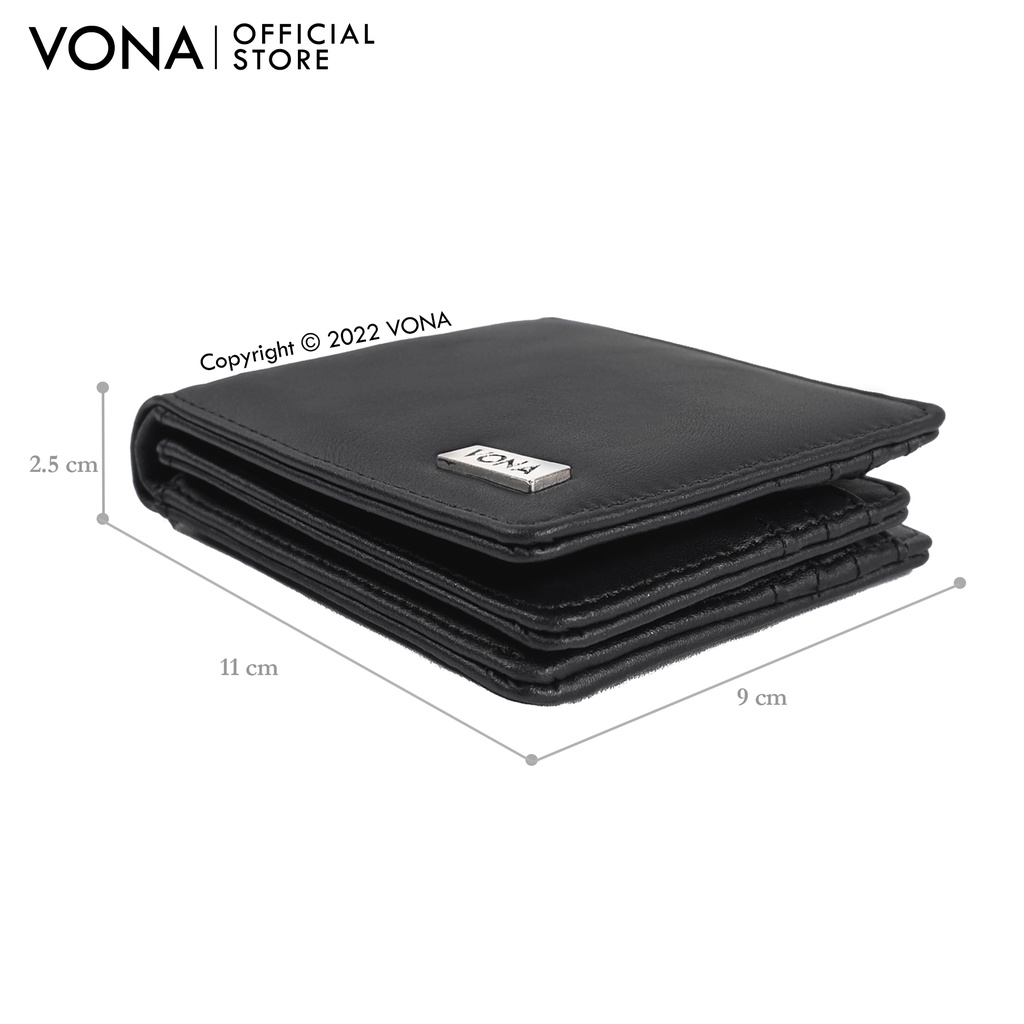 VONA Dompet Pria Lipat Pendek 3 Ruang Extra Slot Kartu Kulit PU Polos - Hitam | Dark Brown | Coklat Brown - LOXLEY-5