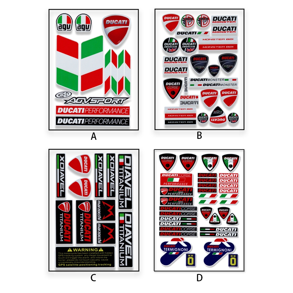 Ducati Logo Highly Reflective Helmet Sticker Motorcross Motorbike Decals Italian Flag Stickers