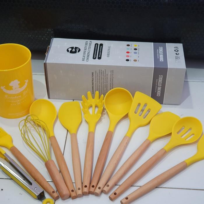 Spatula Silicone Yellow - Sutil Silikon Set 11Pc Warna Kuning