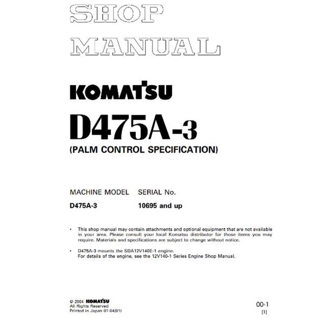 

shop manual bulldozer komatsu D475A-3