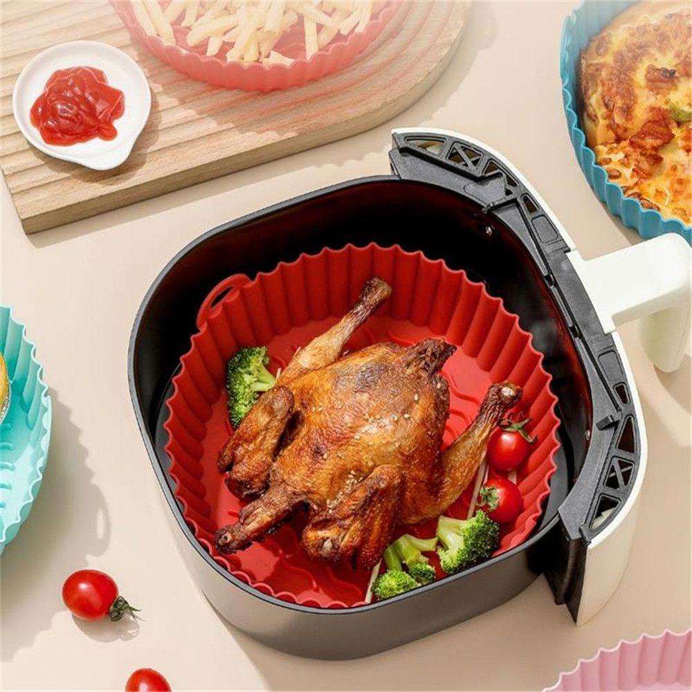 Solighter Air Fryer Silicone Pot Roti Fried Chicken Multifungsi Non Stick Pizza Plate Pengganti Liners Grill Pot Tray Steamer Liner