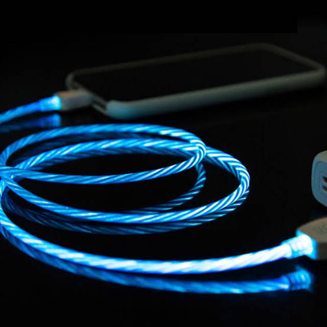 KABEL DATA iphon lightning LAMPU LED FLOWING 3A fast charge 5/5S/6/6+/7/8/7+/8+ nyala lampu mengalir