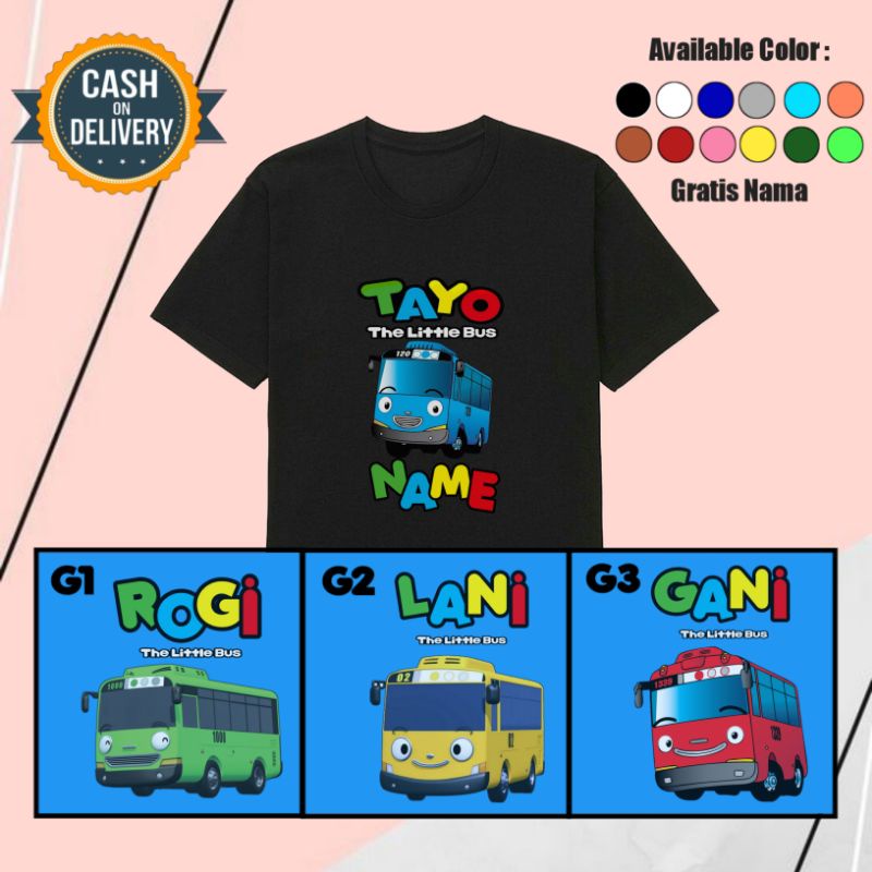 Baju Anak/Kaos Anak Laki-laki/Perempuan Tayo Usia 2-10 Tahun