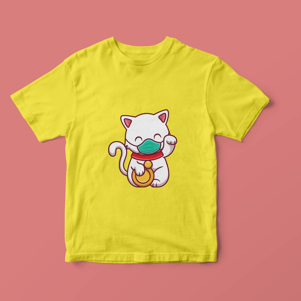 [KAOS ANAK][ Full color Kucing jepang nyaman katun