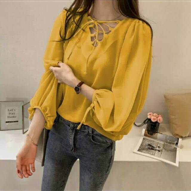 Blouse terbaru murah BT35529 Blouse My secret bahn moscrepe ld