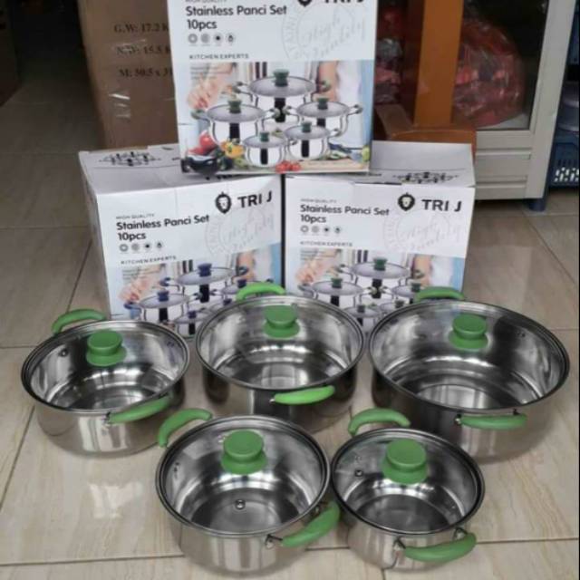 PANCI SET TRI-J 10 Pcs Tutup Kaca / Murah / Laris