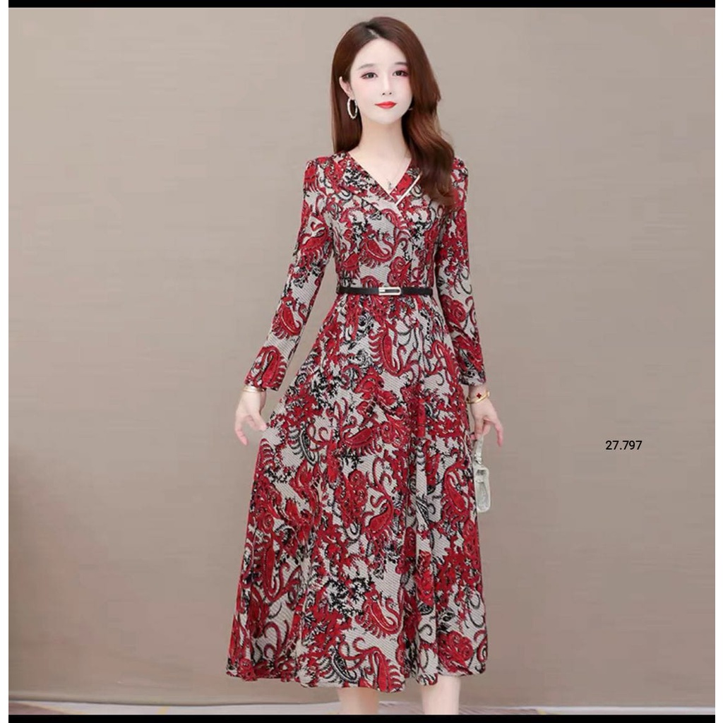 ASH110070   DRESS TUNIK BUNGA FREE BELT BAHAN KAOS IMPORT PREMIUM FASHION WANITA