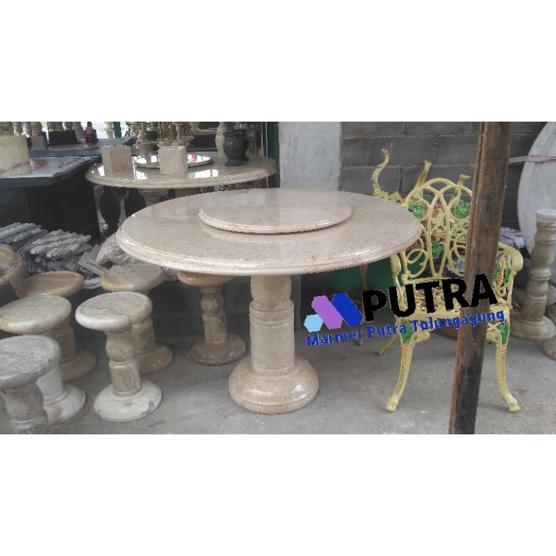 Meja Putar Marmer Meja Marmer Putar Meja Makan putar D120 Gratis Ongkir area jawa