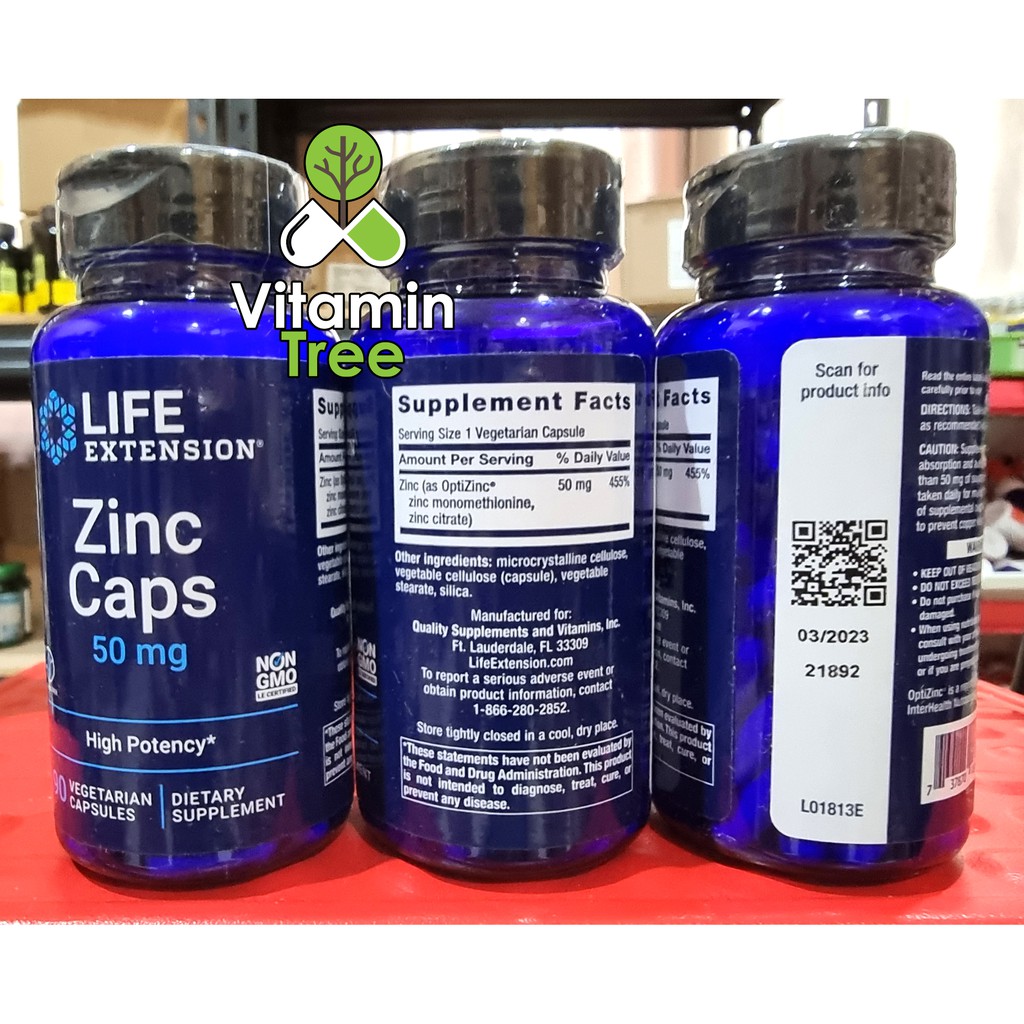 Jual Life Extension Zinc High Potency 50 mg 90 Veg Caps LE Zinc | Shopee  Indonesia