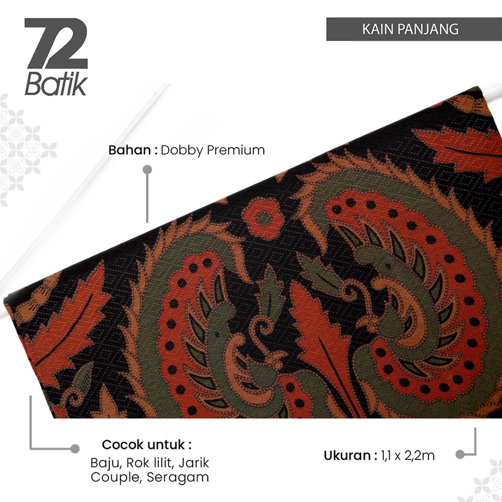 KAIN BATIK PREMIUM Dobby Motif Gurdo Warna Hitam Merah Orange Hijau Dolbi Dobi Doby 723569 CAP 72 - Jarik Jarit Samping Kebat Panjang Batik Dobby Modern Premium Bahan Seragam Batik Pernikahan Kantor Keluarga Murah Kamen Jadi Batik Bali Lembaran