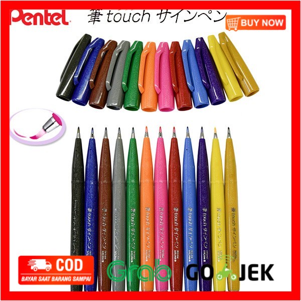 

(BISA COD) Pentel Touch Brush Sign Pen Set 12