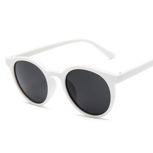 DSM Kacamata Fashion Unisex 7823 Kacamata Korea Kaca Mata Matahari Kacamata Bulat Mata Kucing-WHITE