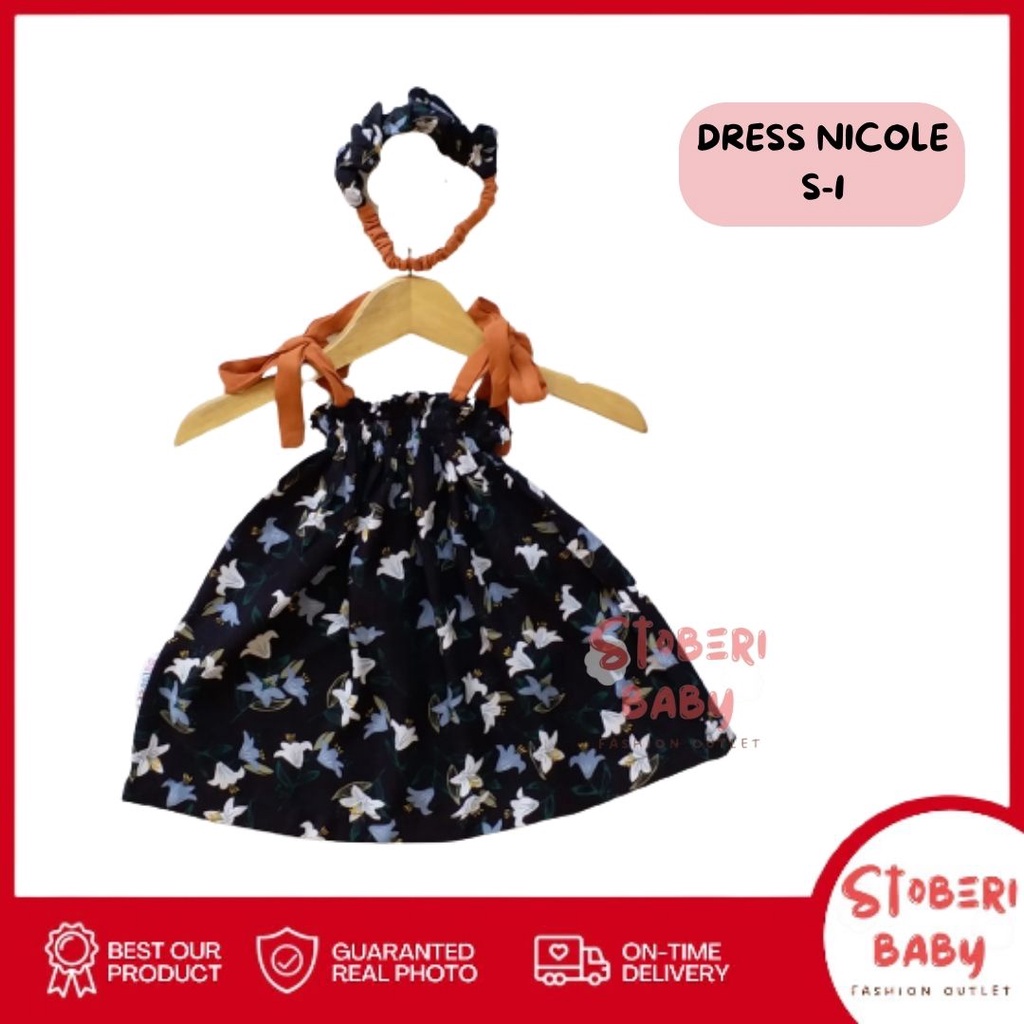 PUNCAK 3.3 stoberibaby - BBB DRESS NICOLE dress anak perempuan bayi motif bunga lucu free headband