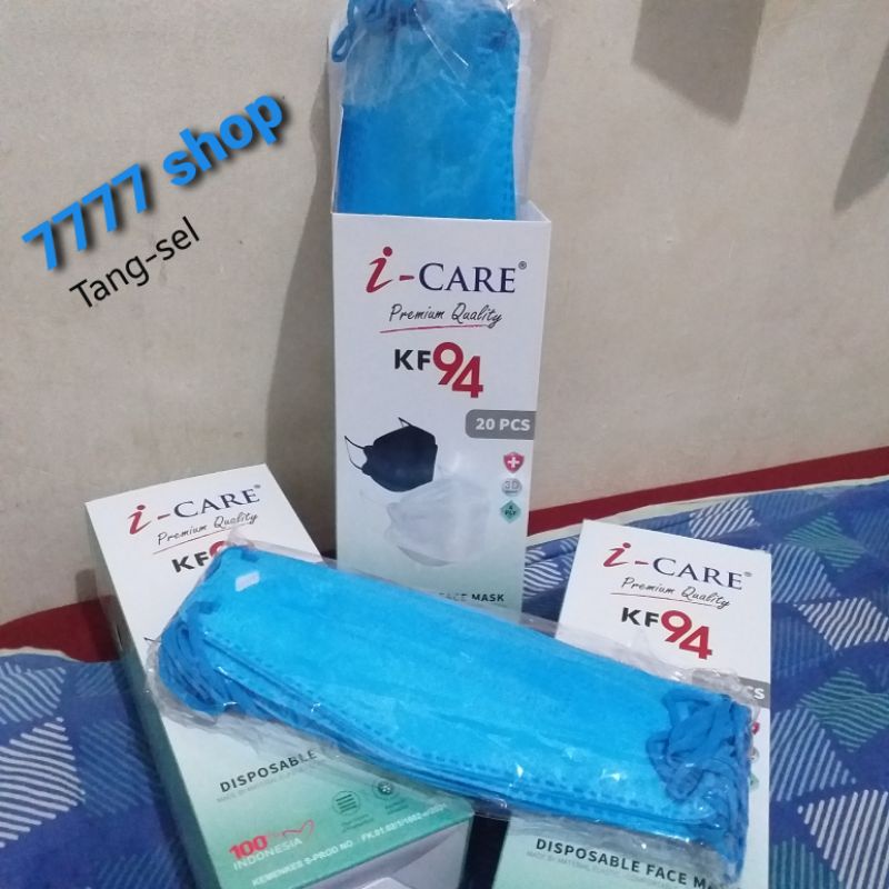 Masker KF94 iCare ( BIRU ) 3D NoseClipDesign, mirip seperti convex sensi dan evo/ 10pcs