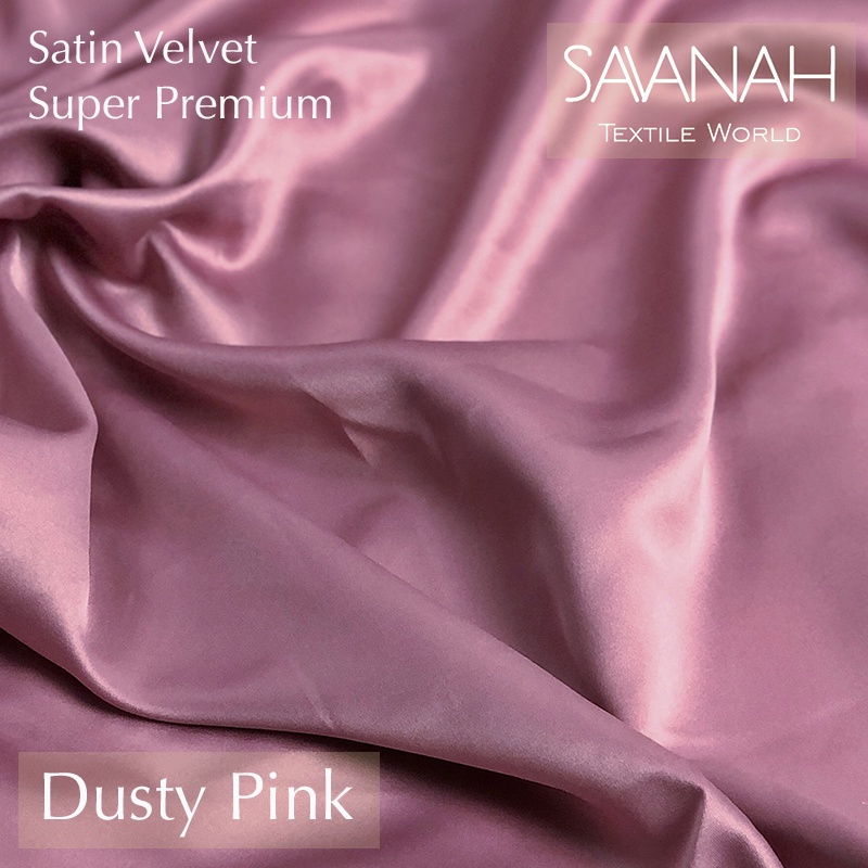 1 meter Kain Satin Velvet SUPER PREMIUM / Sateen Velvet Premium Dress hijab Gamis PASTEL-Dusty Pink