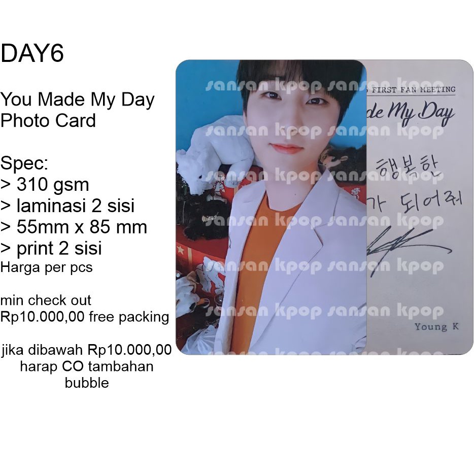 DAY6 YMMD PHOTO CARD UNOFFICIAL