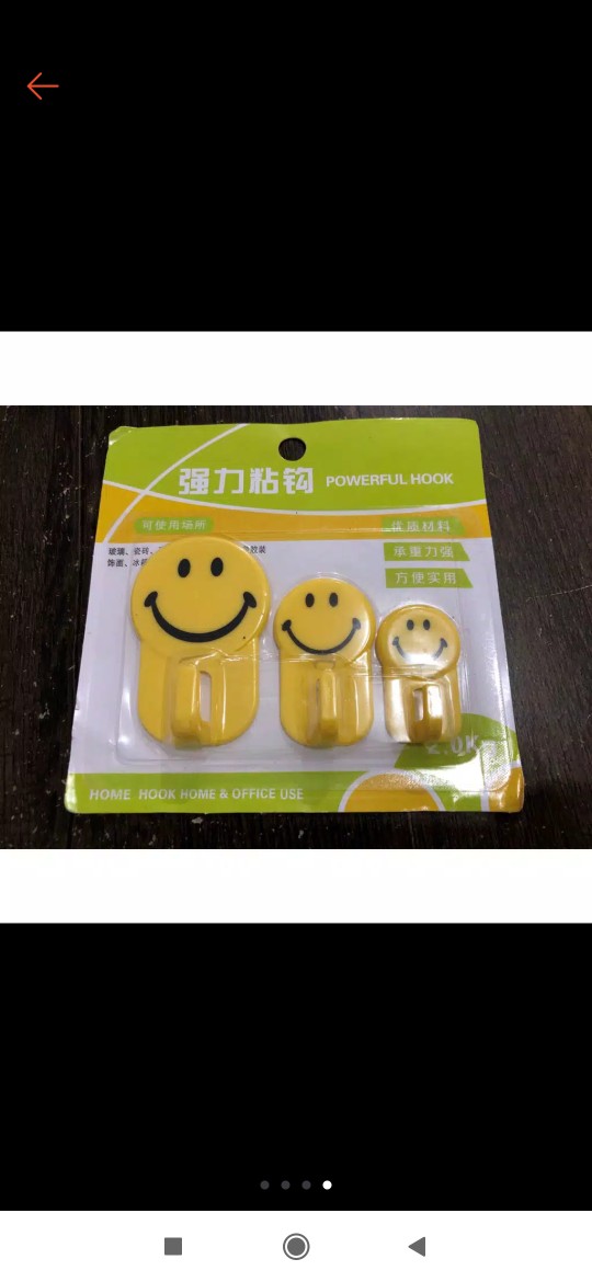 Gantungan Hook Kail Barang Tempel Di Dinding (1 Set Isi 3) Smile01