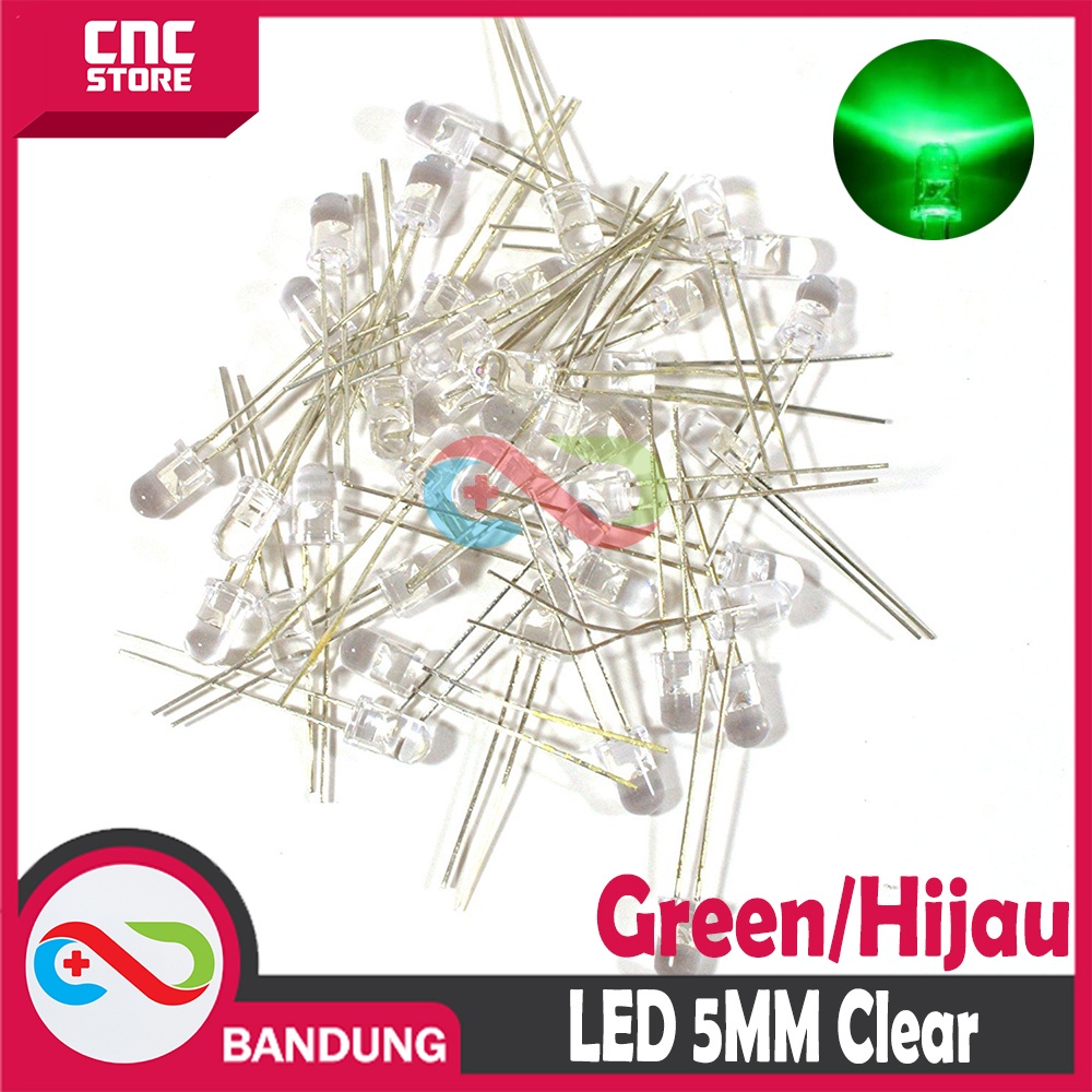 10PCS LED 5MM F5 SUPER BRIGHT GREEN HIJAU CLEAR