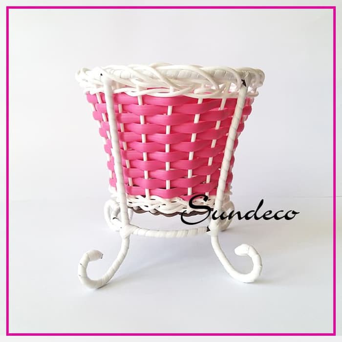 Vas Bunga Pot Keranjang Pilar Anyaman D10 Hiasan tanpa bunga Flower