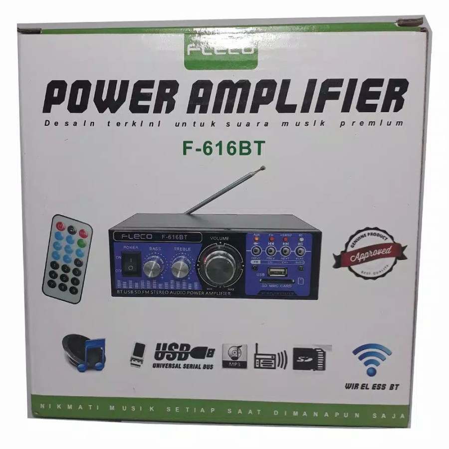 Amplifier FLECO F-616BT Bluetooth Stereo + Mp3 player + FM Radio