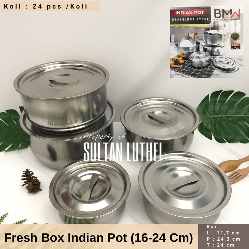 fresh box BMW wadah makanan stainless panci set rantang susun 5