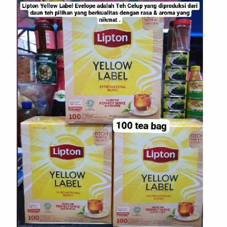 

100 TEA BAGS TEH CELUP LIPTON LIP TON YELLOW LABEL NON EVELOPED