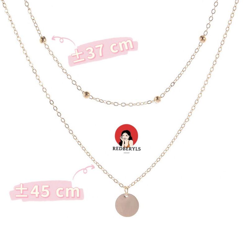 Kalung Emas 2 Layer Pendek Imitasi untuk Wanita
