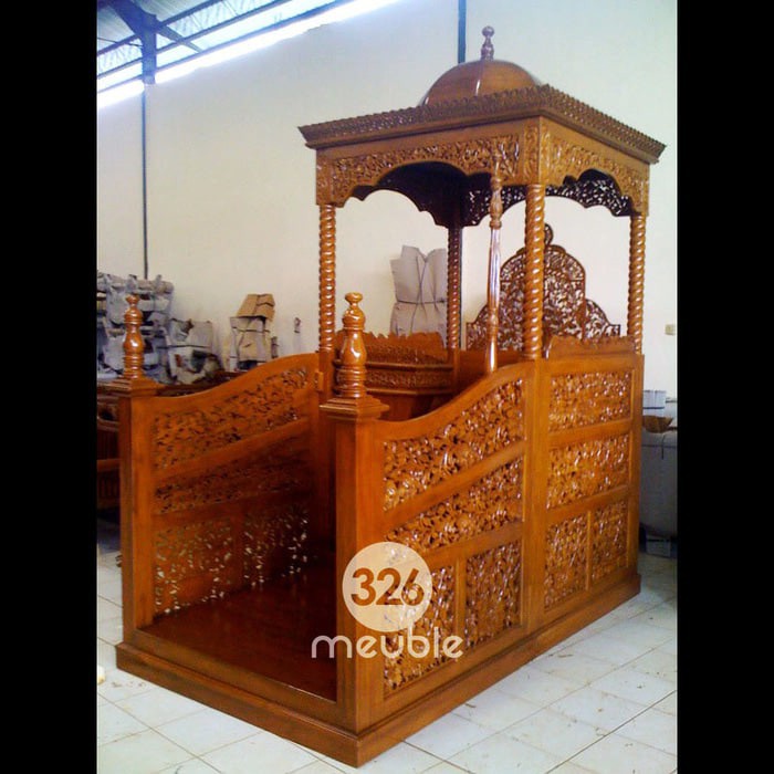 Mimbar Masjid Kubah Jati Mebel Jepara - Mimbar Masjid Pintu Depan