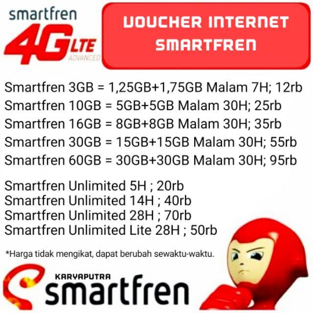 Voucher Smartfren Kuota Unlimited 1gb 2gb 3gb 4gb 5gb 6gb 10gb 16gb 30gb 60gb Nonstop Shopee Indonesia