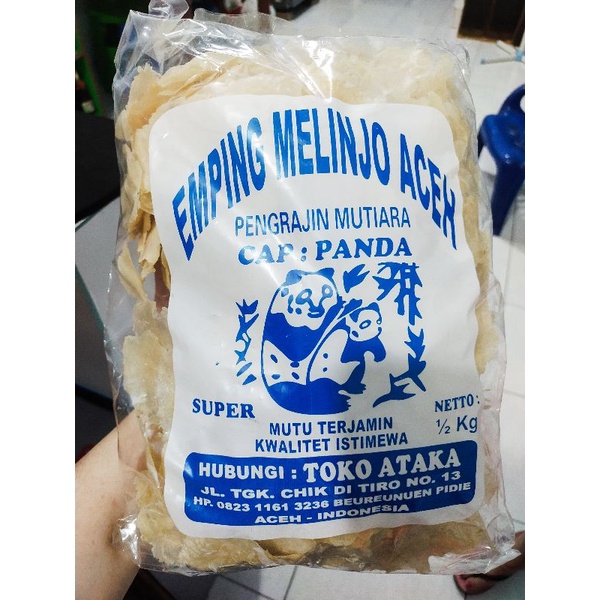 

emping melinjo Aceh pengrajin mutiara cap panda mutu terjamin cap panda 500 gr
