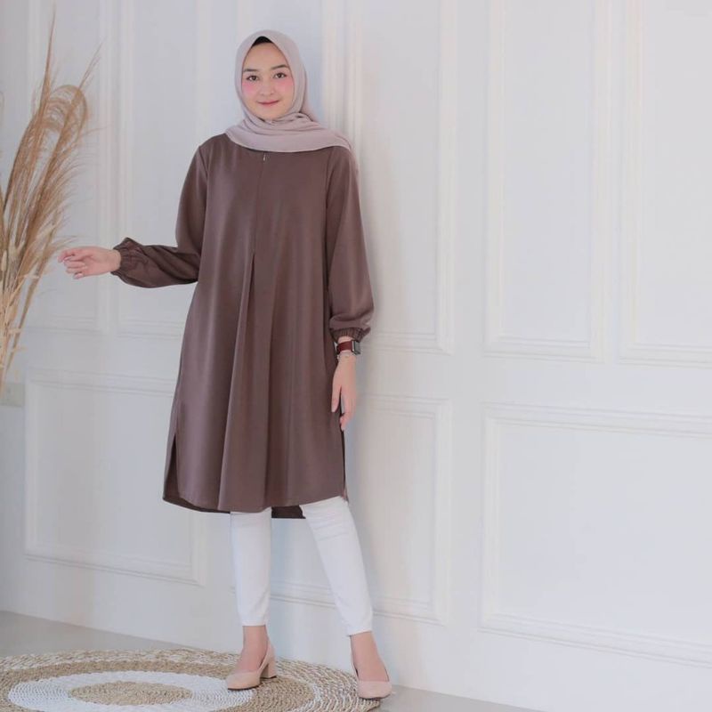 Tunik Terbaru/ atasan wanita muslim/ Fidya Tunik bahan Shakila Premium