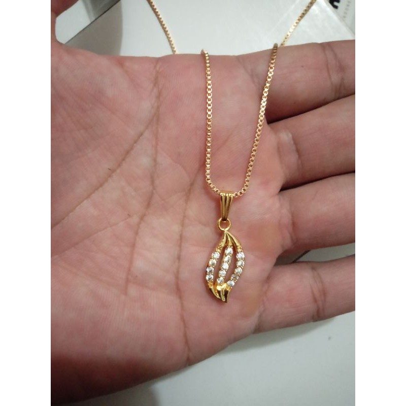 liontin kalung xuping wanita berlapis emas dengan mata zircon