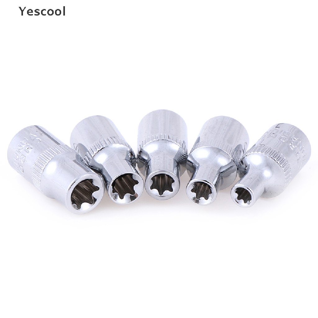 Yescool 5pcs / set socket Mata Bor torx star bit female e 1 / 4 &quot;