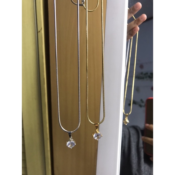 Kalung Titanium wanita Liontin Permata