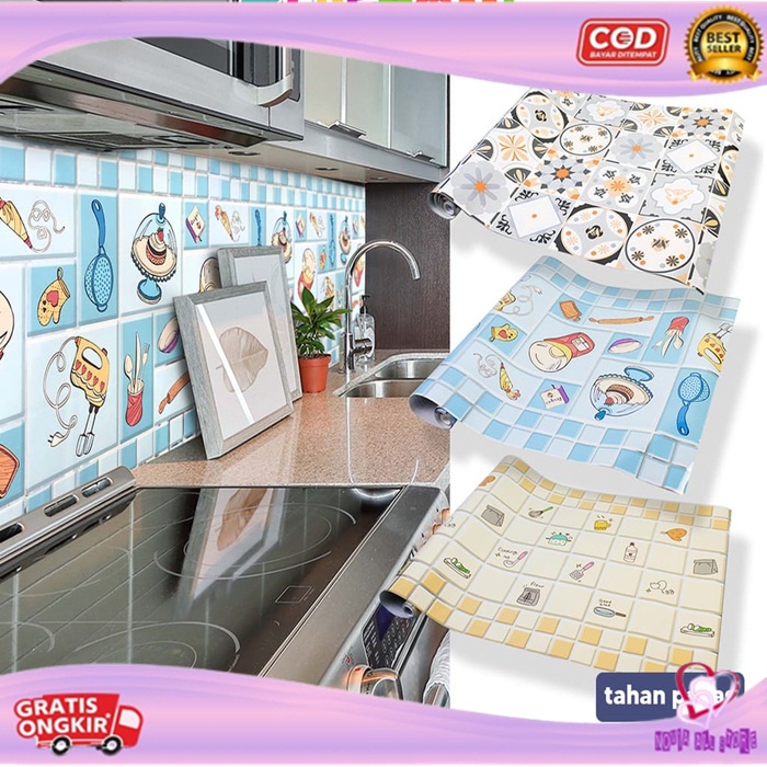 WALLPAPER Kitchen Anti Api Air & Minyak Wallpaper Dapur Kitchen Set Kamar Mandi Wallpaper Premium Da