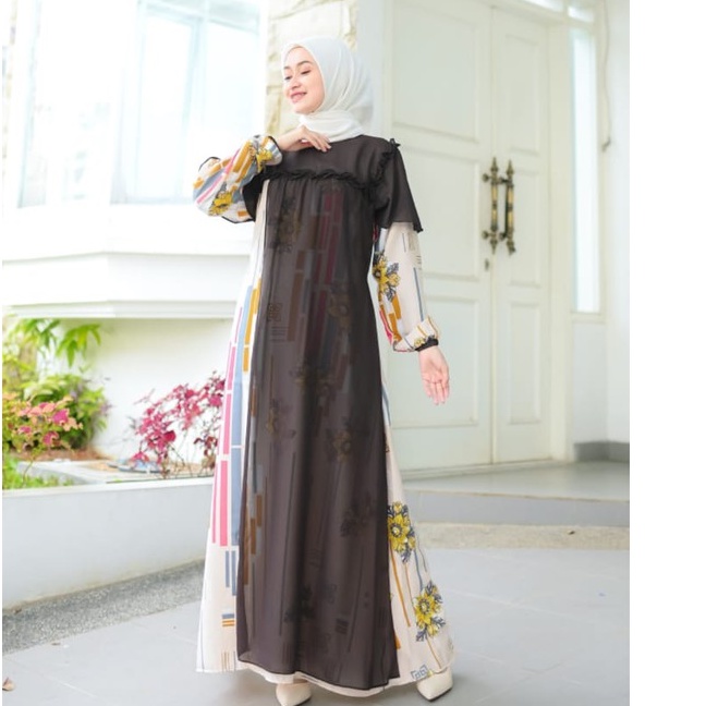 Gamis diorsilk ataya dress syari busana muslim kilap motif mix ceruty babydoll airin airis