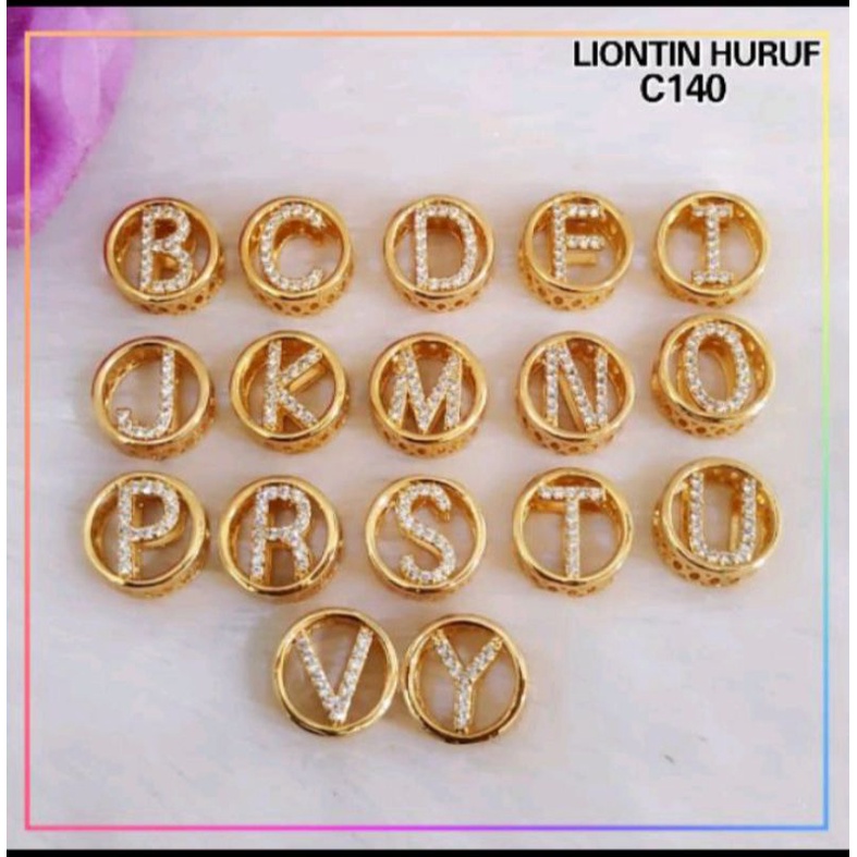 Liontin xuping liontin huruf/alfabet inisial kalung dewasa C140 lapis emas gold