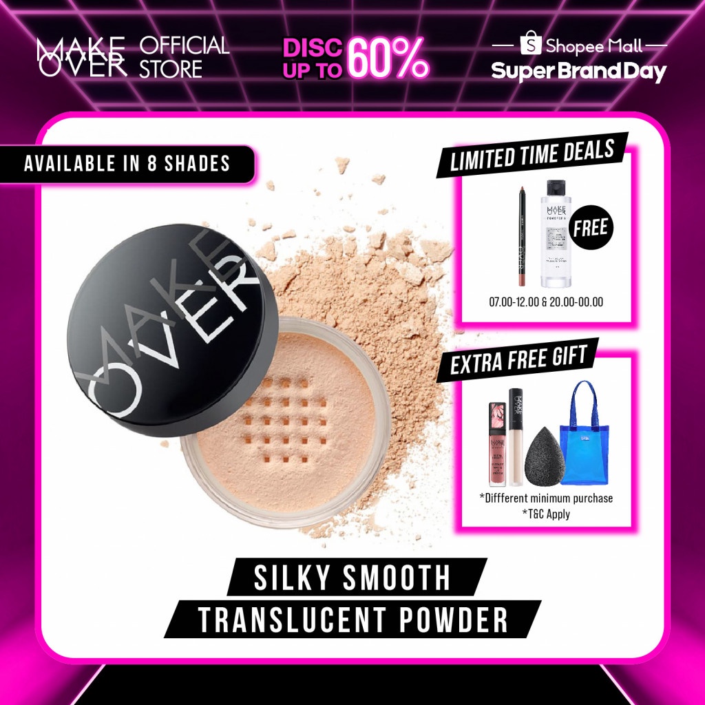 MAKE OVER Silky Smooth Translucent Powder 35 g - Bedak Tabur