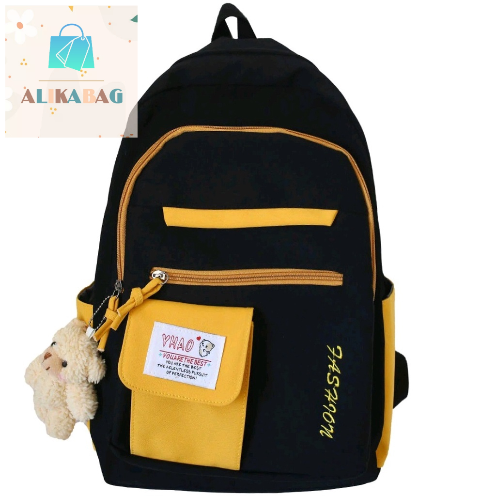 ALIKA BAG - Backpack Korea Multifungsi Tas Sekolah Wanita Kanvas Back To School Wanita Cewek Terlaris