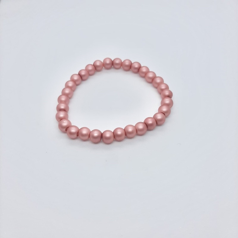 Gelang Mutiara Sintetis 6mm Warna Doff Pria Wanita Pearl Bracelet