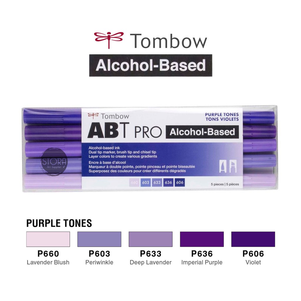 

Tombow ABT Pro Art Markers - Purple tones set 5 Colours Pen Brush