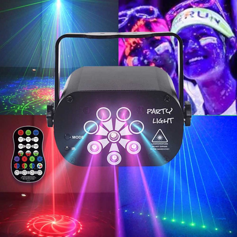 Lampu Proyektor LED Laser Disco DJ Party RGB 120 Mode USB Remote