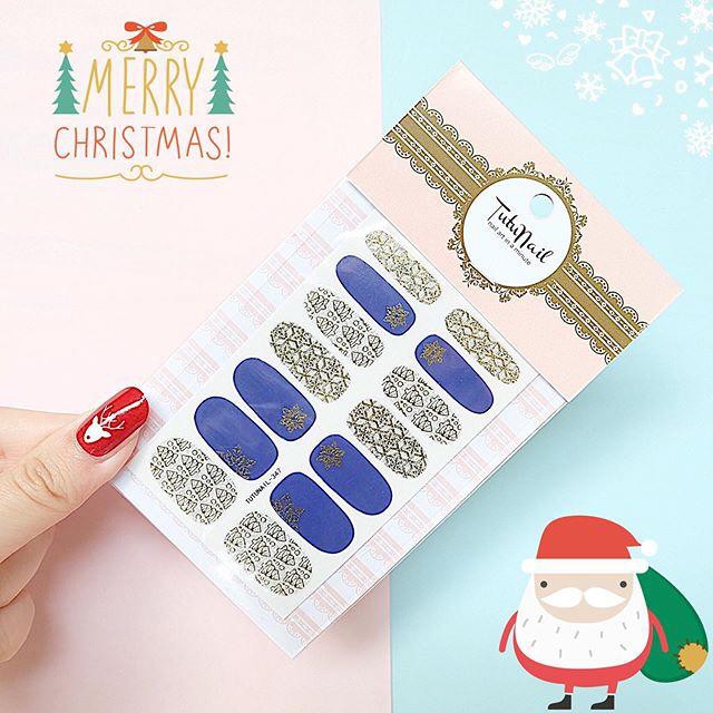 [ Christmas Natal ] Golden Snowflakes STIKER STICKER KUKU FAKE NAILS ART KUKU PALSU Tutu Nail