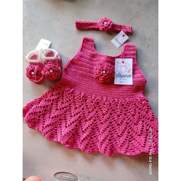 baby dress rajut set