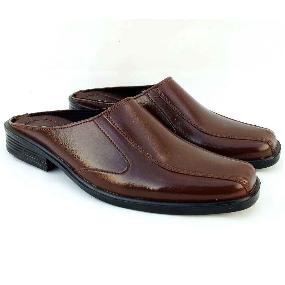 FIURI BJ 6 - Sepatu Selop 38-44 Coklat Pantofel Pria - Sepatu Selop Kerja Kantor - Sepatu Pria