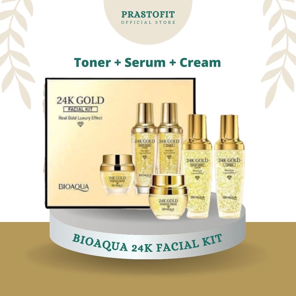 BIOAQUA 24K Gold Facial Kit Paket Skincare Toner Serum Krim Essence BPOM