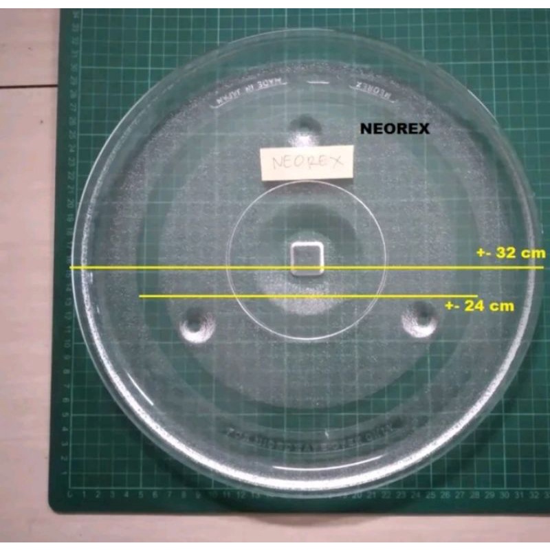 piring kaca microwave real sesuai foto ukuran32cm dudukan kotak