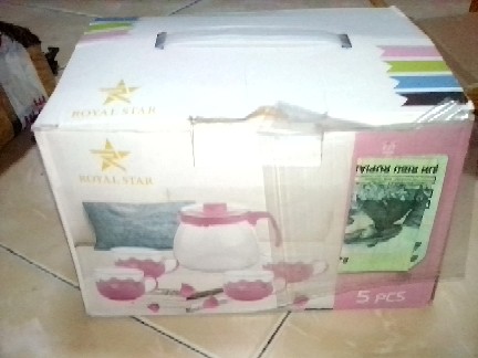 [cod] Tea Pot Set Kaca - Gelas Dan Teko Teh